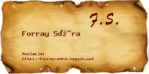 Forray Sára névjegykártya