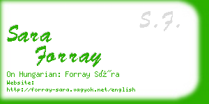 sara forray business card